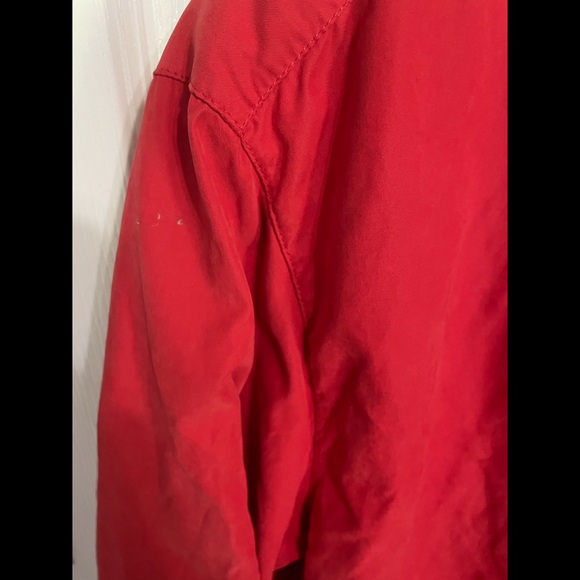 Vintage Misty Harbor Bright Red/Coral Trench Coat Long Wind Breaker Size 14 - Picture 4 of 9